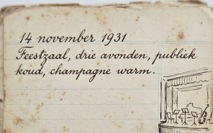 Bladzijde uit Hélènes notitieboek