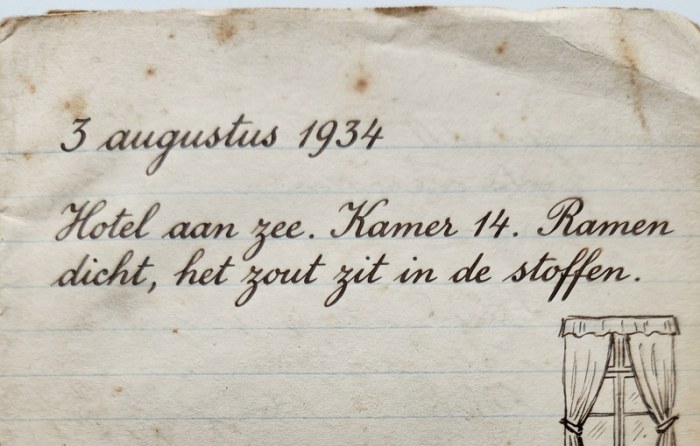 Bladzijde uit Hélènes notitieboek